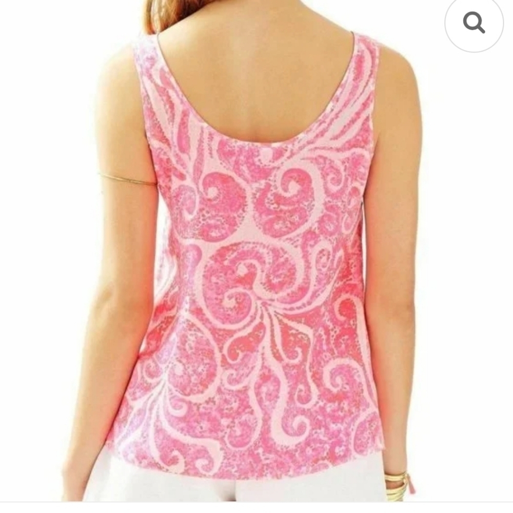 Lilly Pulitzer Women's Cosmos Sleeveless Silk Tank In Pink Pout Size XS - Picture 3 of 13